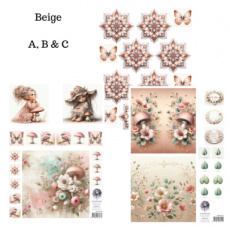 Fairybells combi knipvel voor pop-up en decoupage - beige A,B&C