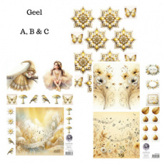 99083/geel Fairybells combi knipvel voor pop-up en decoupage - geel A,B&C