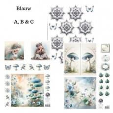 Fairybells combi knipvel voor pop-up en decoupage - blauw A,B&C
