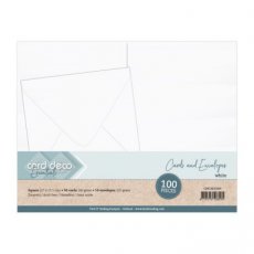 CDECAE10009 Square Cards and Envelopes 135x135 100PK White