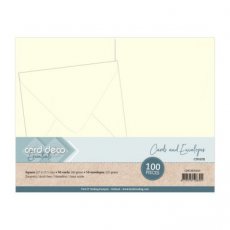 CDECAE10010 Square Cards and Envelopes 135x135 100PK Cream