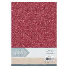 Card Deco Essentials Glitter Paper Christmas Red