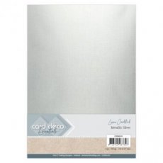 Card Deco Essentials - Metallic Linnenkarton - Metallic Silver