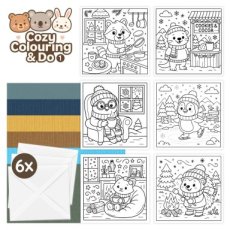Cozy Colouring Cards Set - Winter Friends