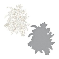 GLP-409 Spellbinders - Hexi-Gem Blooms Glimmer Hot Foil Plaat & Stansset