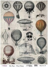 Cadence rijstpapier vintage luchtballonnen FORMAAT A3