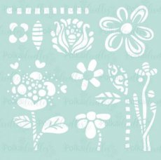 (15d)  PD7908 Flower Doodles 6x6 Inch Stencil