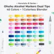 Y30-80404-58 Ohuhu Honolulu B 48 kleuren Alcohol Art Markers Brush & Fine