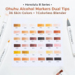 Y30-80406-81 Ohuhu Honolulu B 36 Skin Tone kleuren Alcohol Art Markers Brush & Fine – Inclusief Sleeve