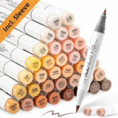 Y30-80406-81 Ohuhu Honolulu B 36 Skin Tone kleuren Alcohol Art Markers Brush & Fine – Inclusief Sleeve