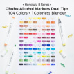 Y30-80406-83 Ohuhu Honolulu B 104 kleuren Alcohol Art Markers Brush & Fine – Inclusief Sleeve