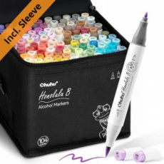 Y30-80406-83 Ohuhu Honolulu B 104 kleuren Alcohol Art Markers Brush & Fine – Inclusief Sleeve