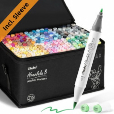 Y30-80406-84 Ohuhu Honolulu B 216 kleuren Alcohol Art Markers Brush & Fine – Inclusief Sleeve