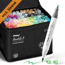 Y30-80406-86 Ohuhu Honolulu B 120 kleuren Alcohol Art Markers Brush & Fine – Inclusief Sleeve