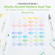 Y30-80406-89 Ohuhu Honolulu B 48 kleuren Pastel Alcohol Art Markers Brush & Fine Blossoming – Inclusief Sleeve