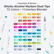 Y30-80406-90 Ohuhu Honolulu B 72 kleuren Alcohol Art Markers Brush & Fine – Inclusief Sleeve