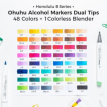 Y30-80406-91 Ohuhu Honolulu B 48 kleuren Alcohol Art Markers Brush & Fine – Inclusief Sleeve