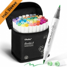 Ohuhu Honolulu B 48 kleuren Alcohol Art Markers Brush & Fine – Inclusief Sleeve